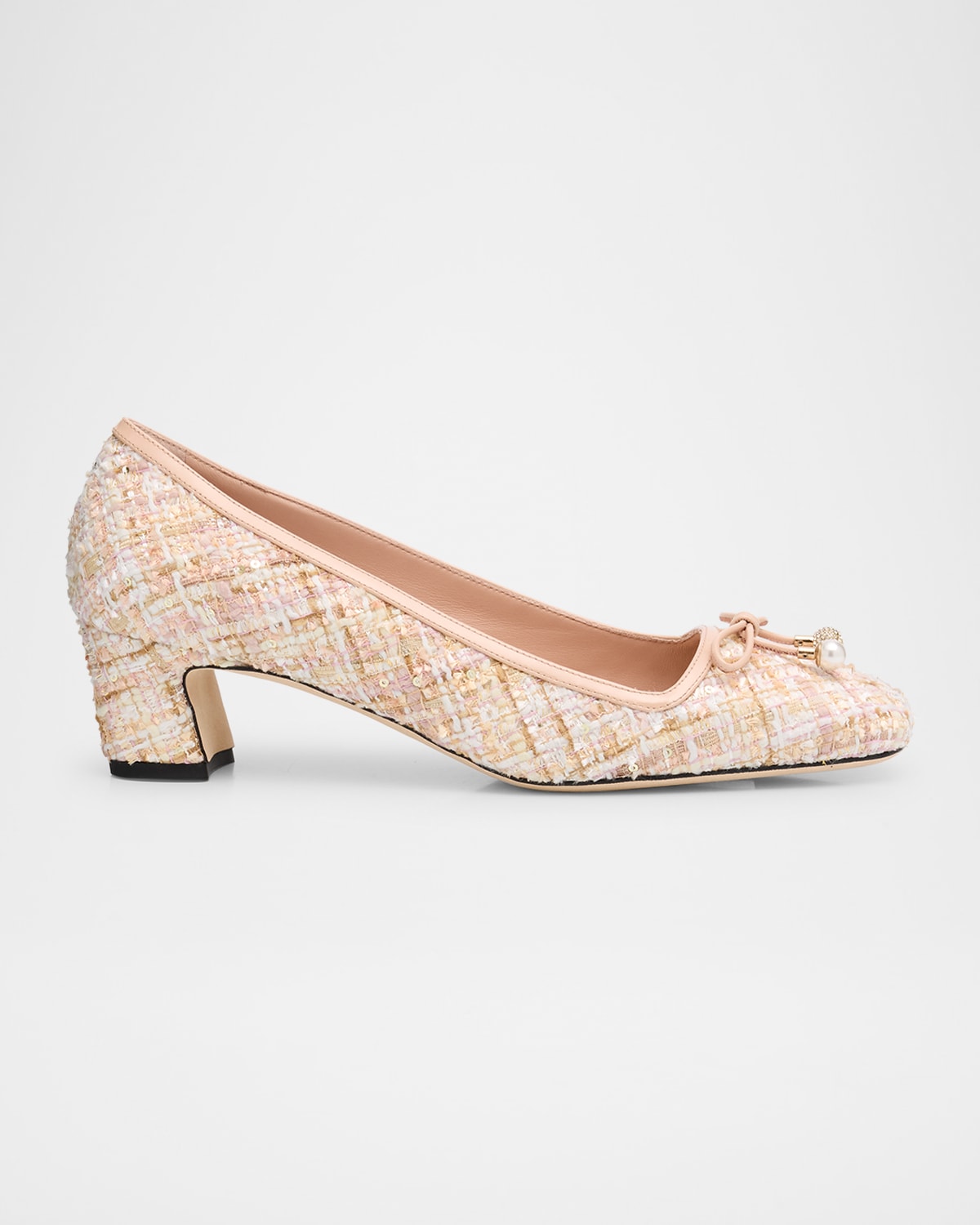 Jimmy Choo Elme Metallic Tweed Bow Ballerina Pumps In Macaron Mix