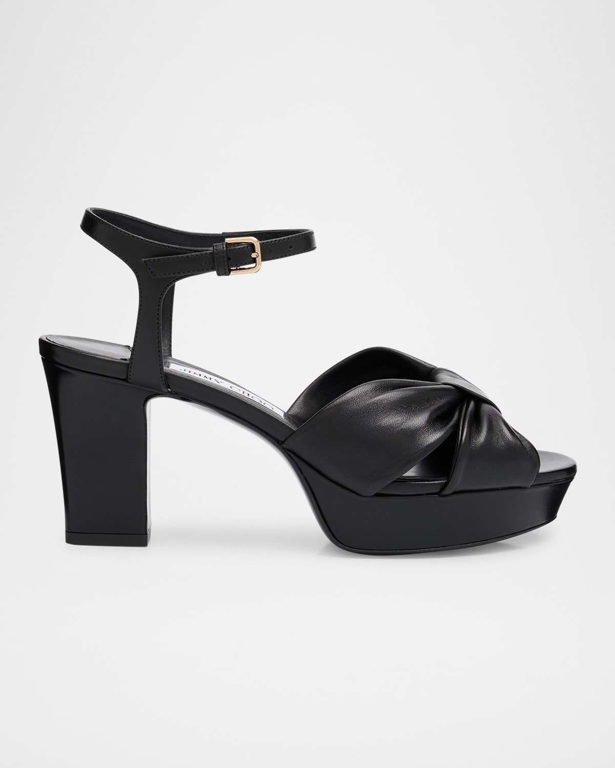 Jimmy Choo Heloise Leather Knot Platform Sandals In Black