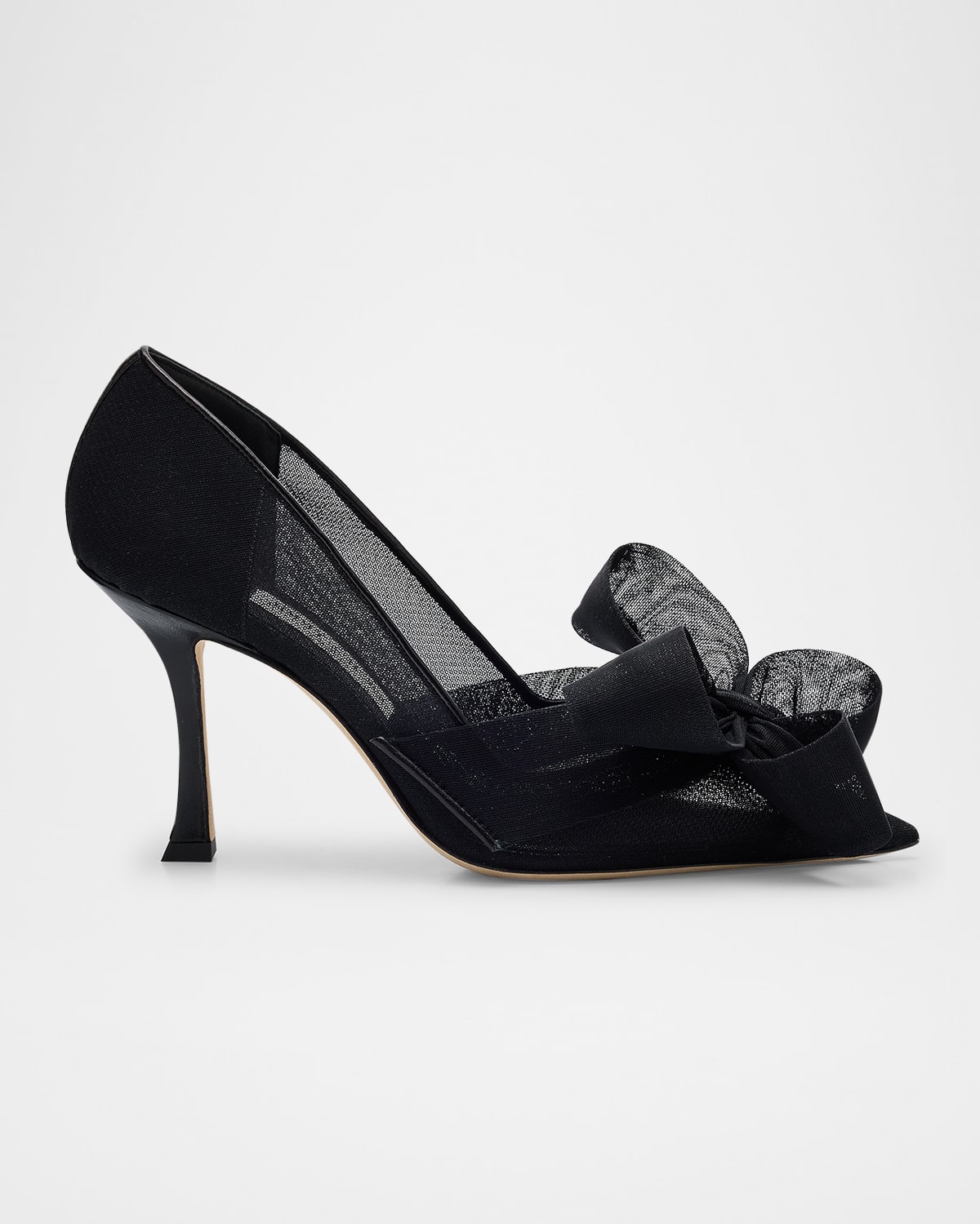 Jimmy Choo Staz Nylon Mesh Bow Pumps In Black