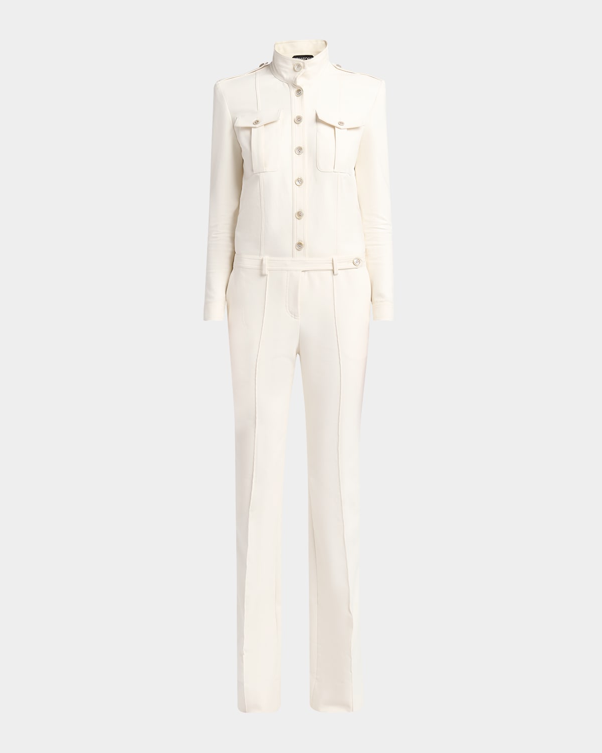 TOM FORD LONG-SLEEVE BOOTCUT-LEG SAFARI JUMPSUIT 