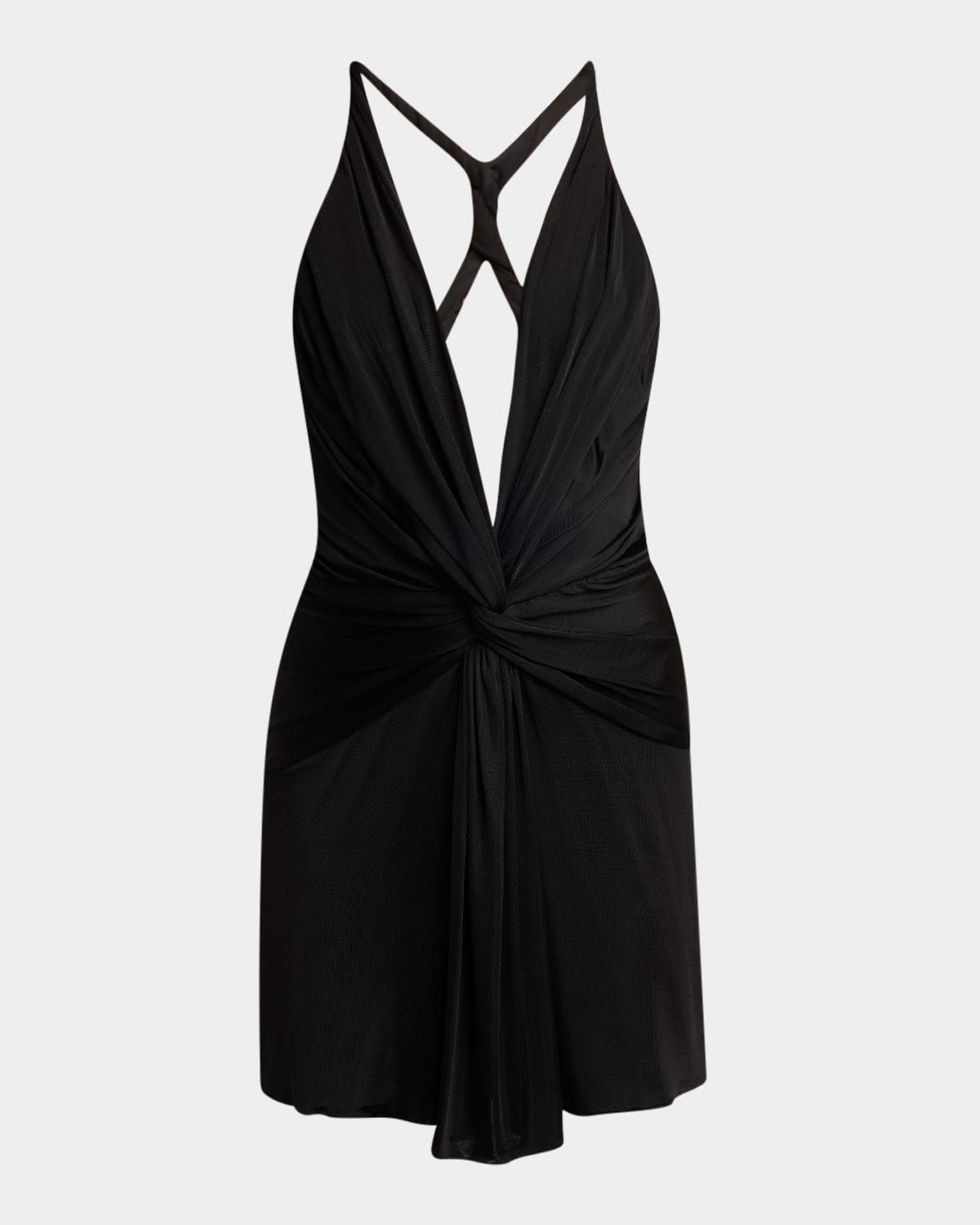 Tom Ford Twisted Viscose Stretch Jersey Backless Mini Dress In Black