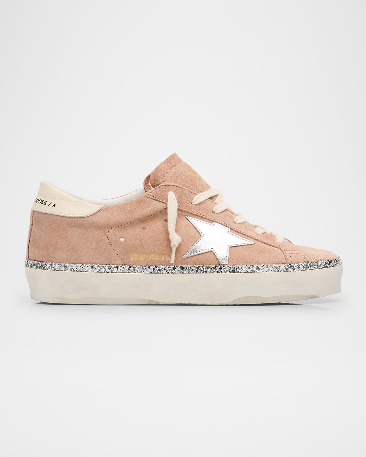 Golden Goose Hi Star Suede Sneakers In Beigesilverwhite