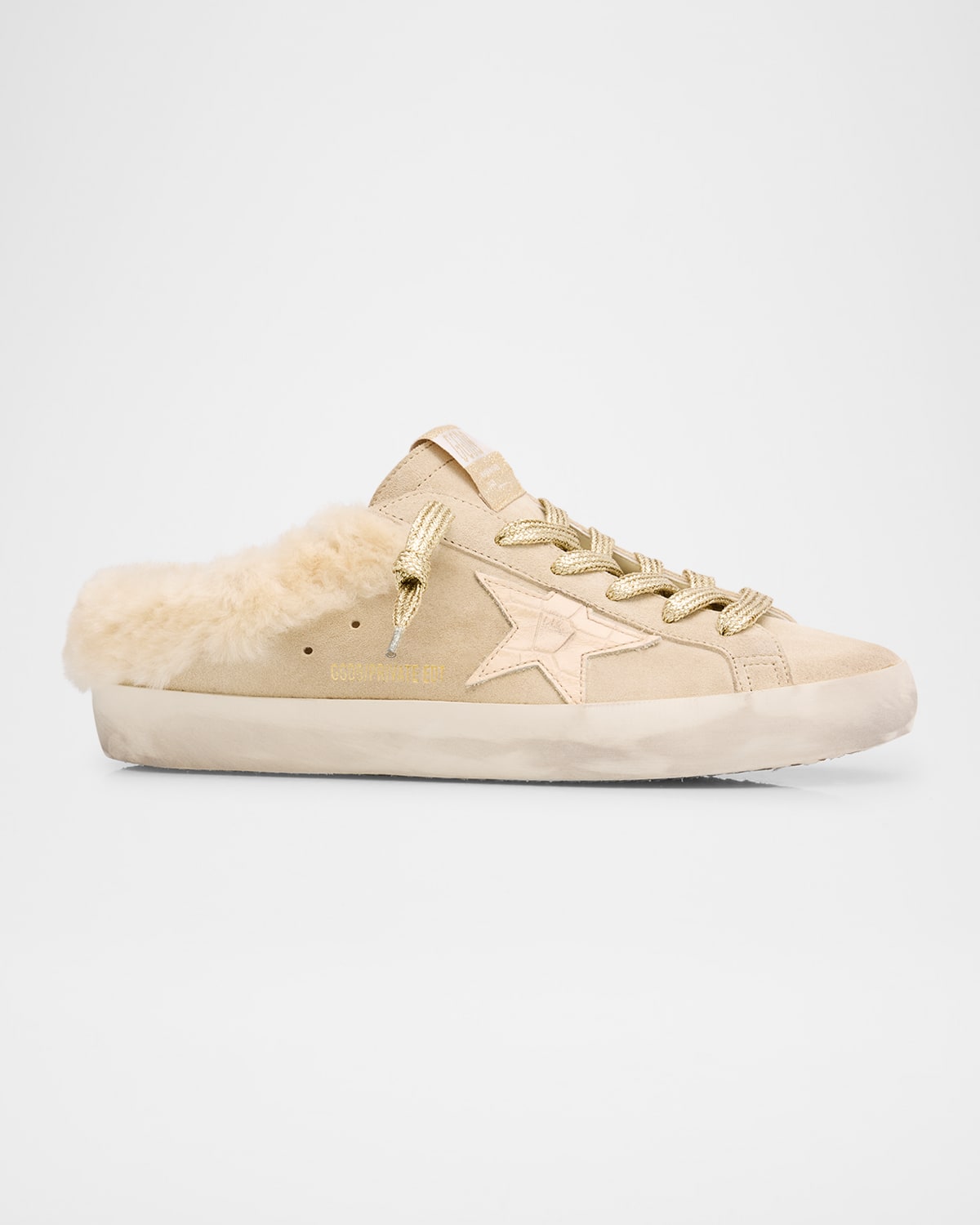 Golden Goose Superstar Sabot Suede Shearling Slide Sneakers In Marblecream