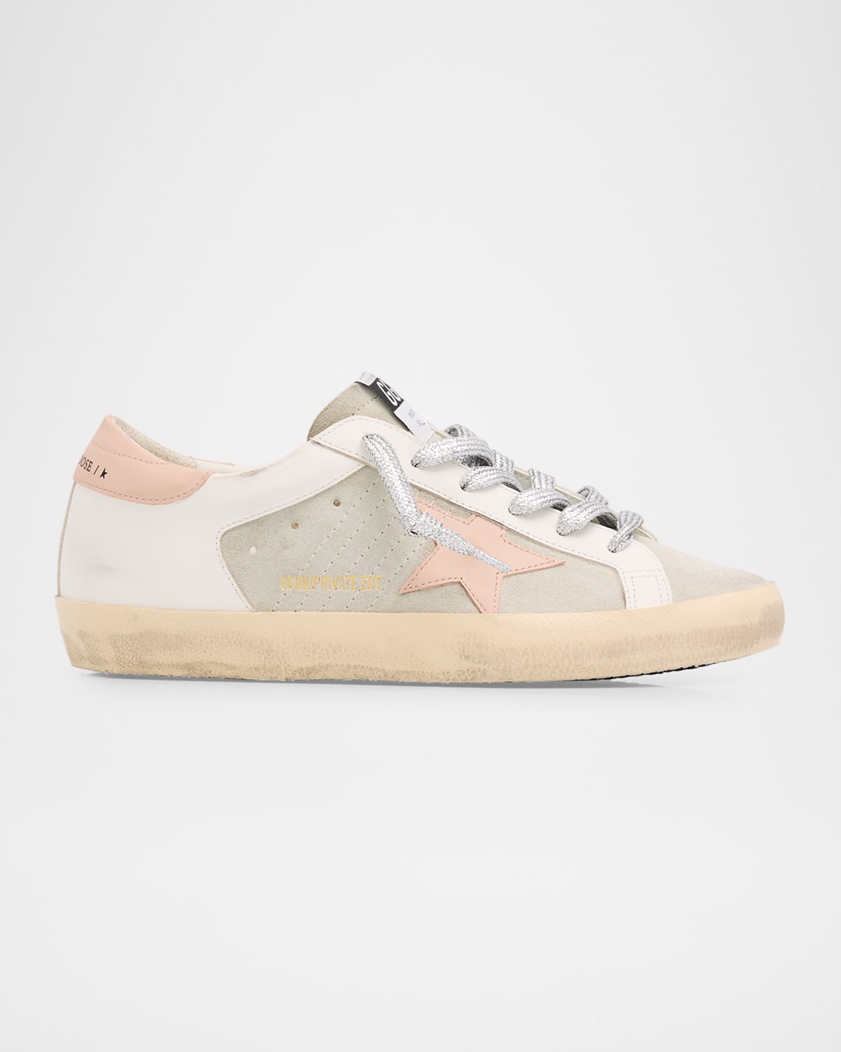 Golden Goose Superstar Mixed Leather Low-top Sneakers In Whitepinkbeige