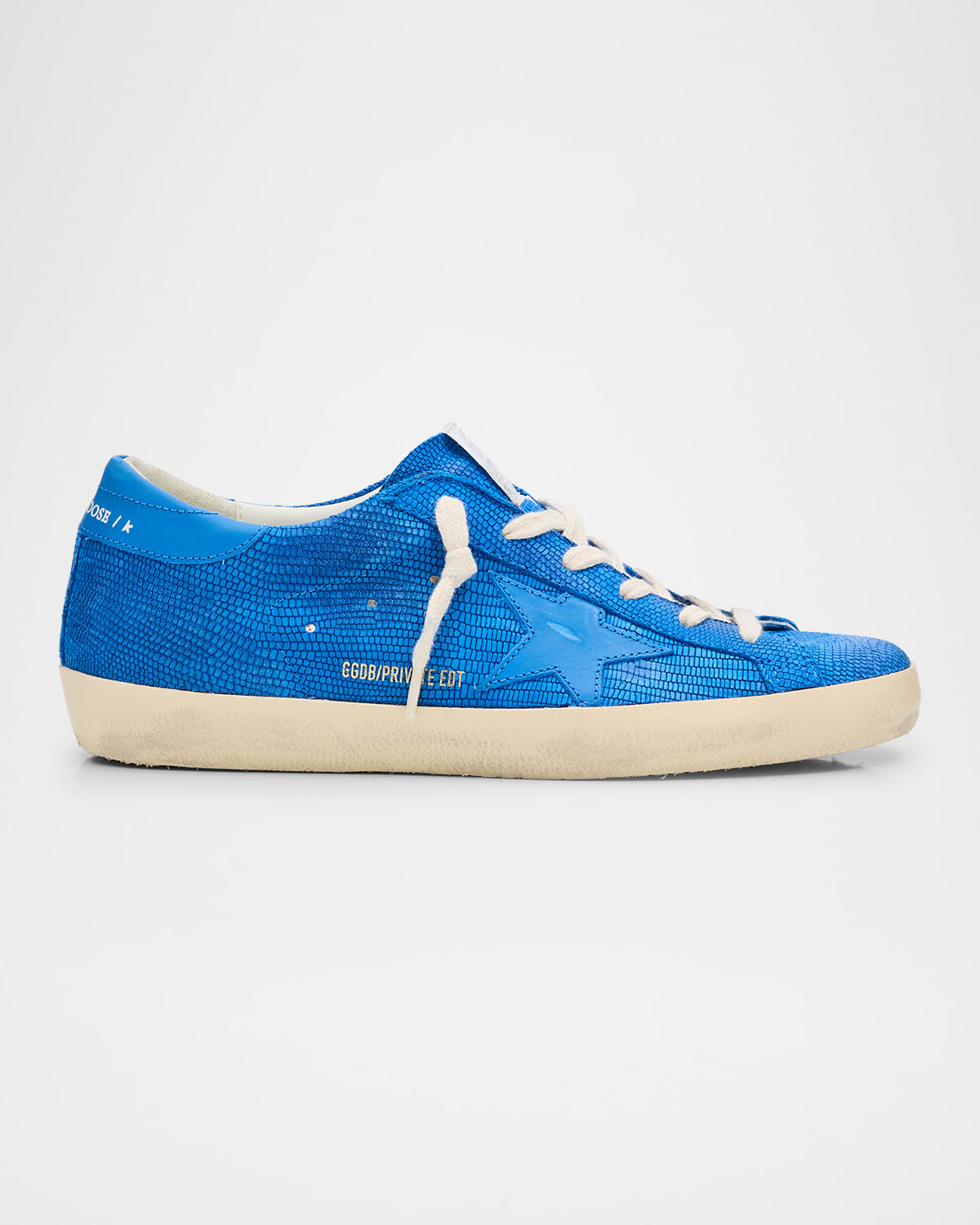 Golden Goose Superstar Lizard Embossed Leather Low-top Sneakers In Bluette