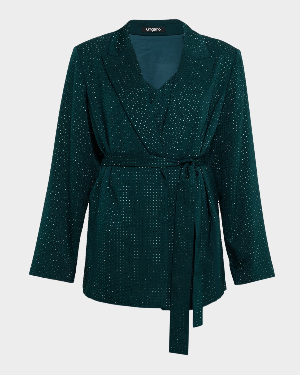 Ungaro Rhinestone Wrap-front Jacket In Green