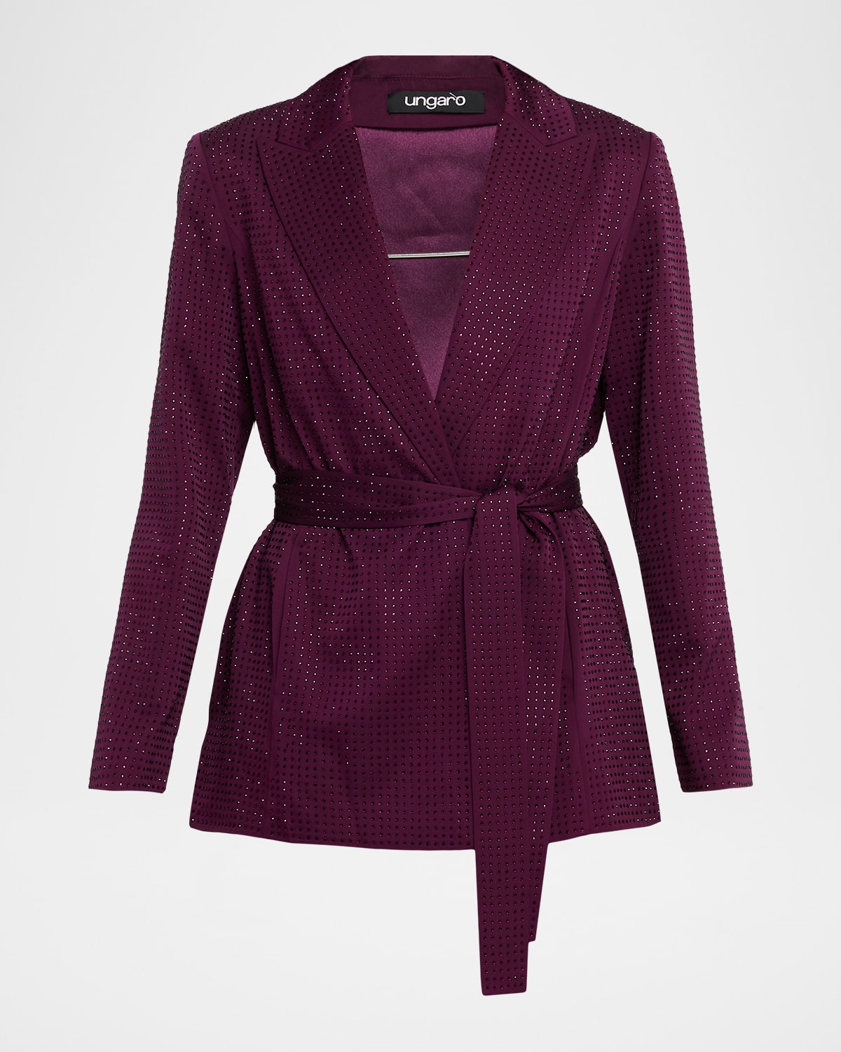 Ungaro Rhinestone Wrap-front Jacket In Purple