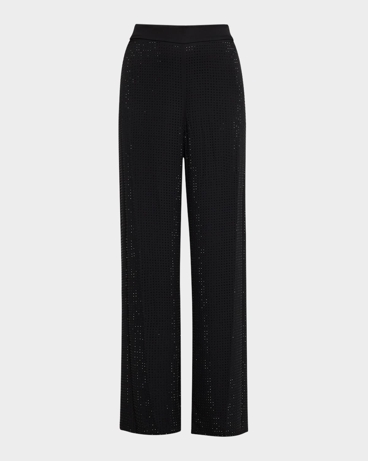 Shop Ungaro Wide-leg Rhinestone Pants In Black