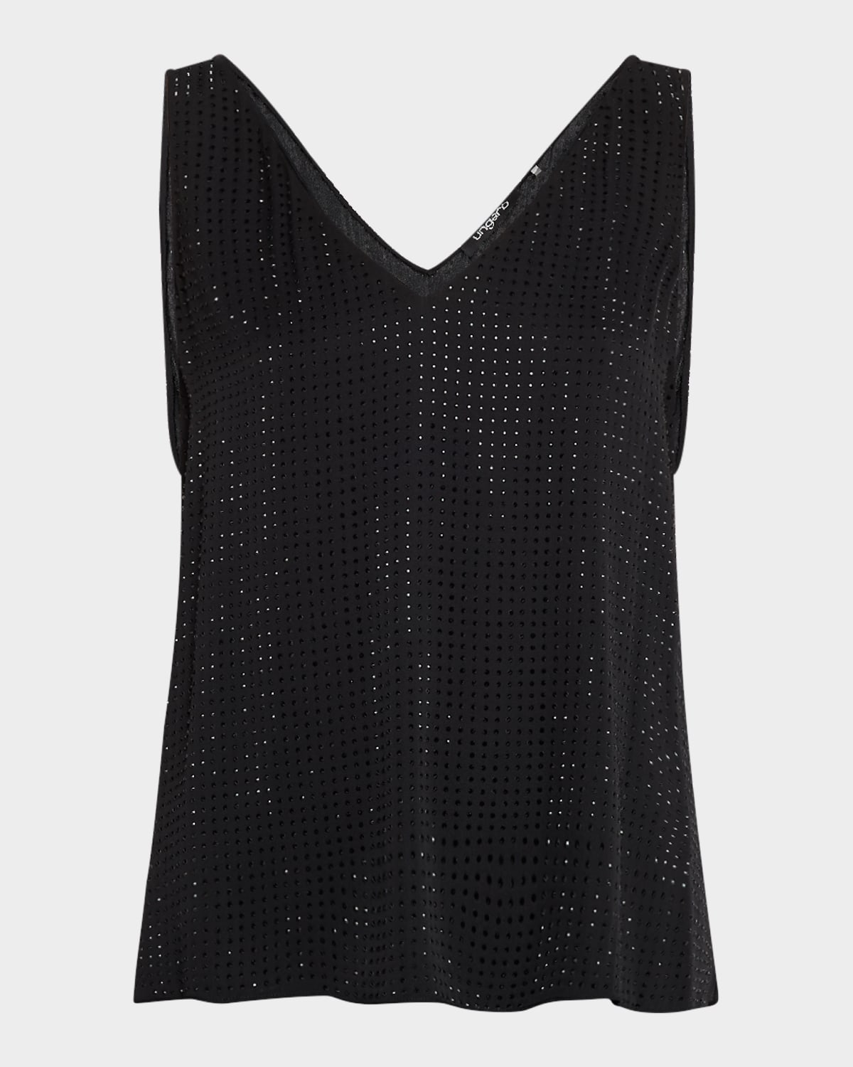 UNGARO SLEEVELESS RHINESTONE BLOUSE 