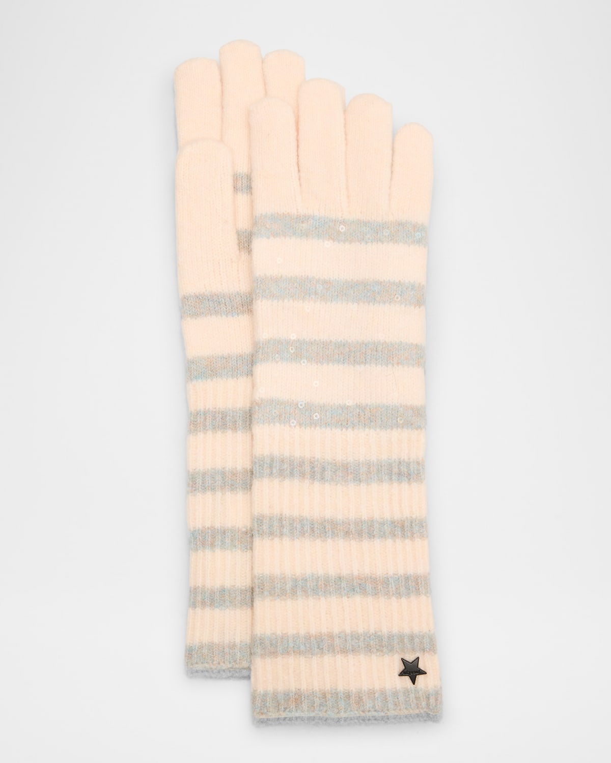 Stripe Sequined Knit Gloves