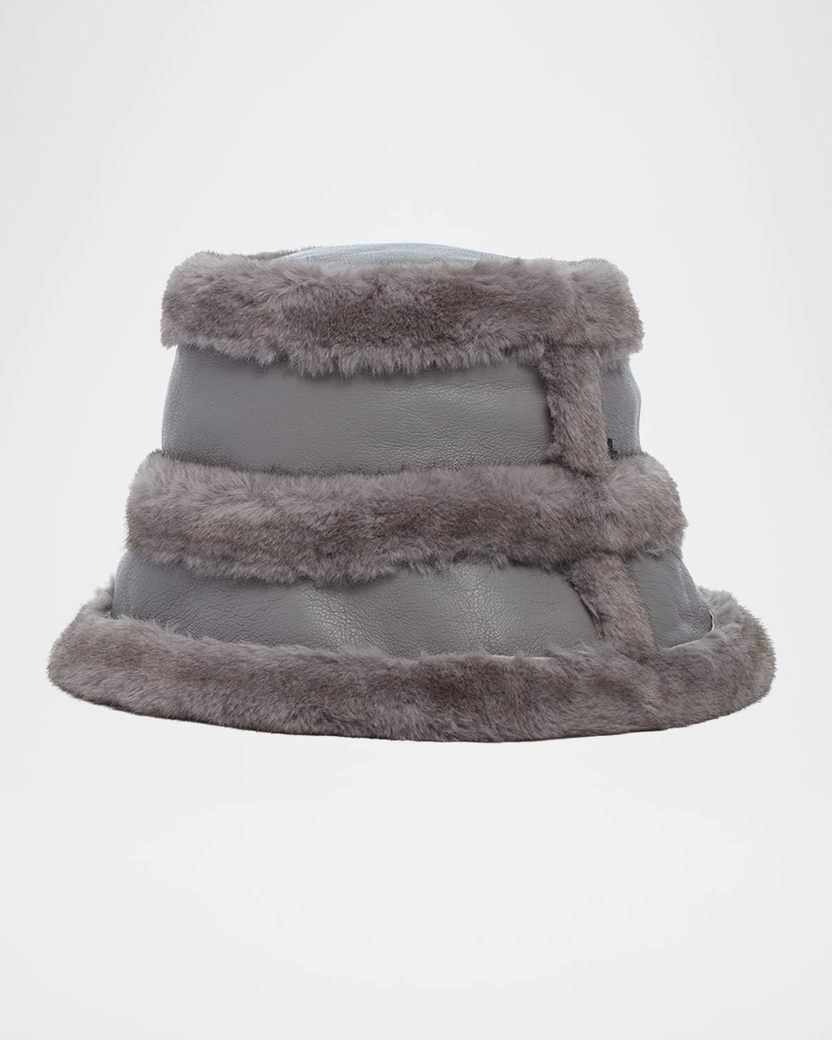 The Gstaad Faux Fur and Leather Bucket Hat