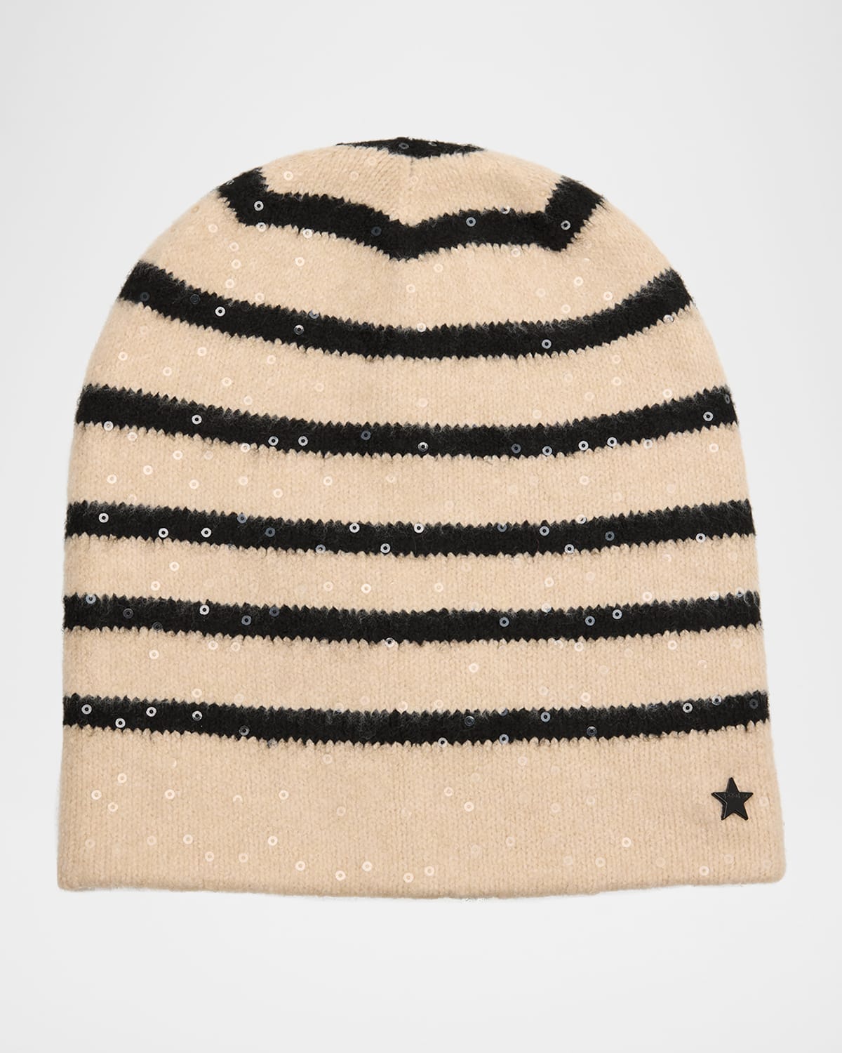 Stripe Sequined Knit Beanie