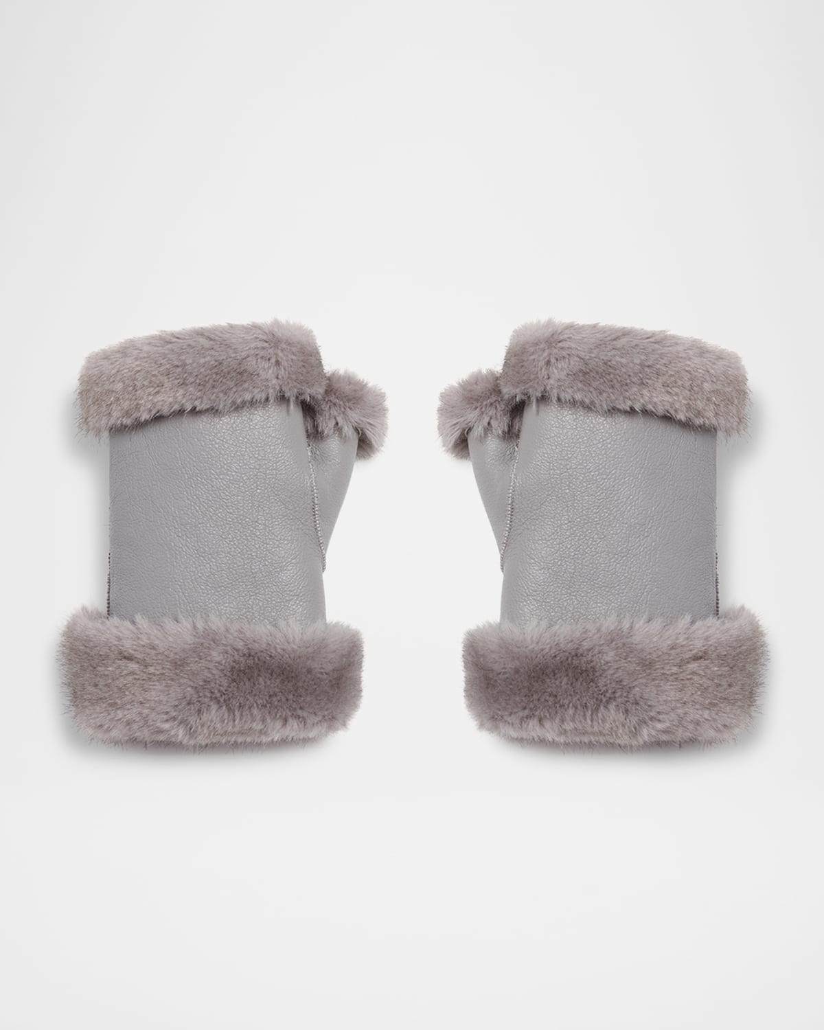 Gstaad Faux Fur and Leather Fingerless Mittens