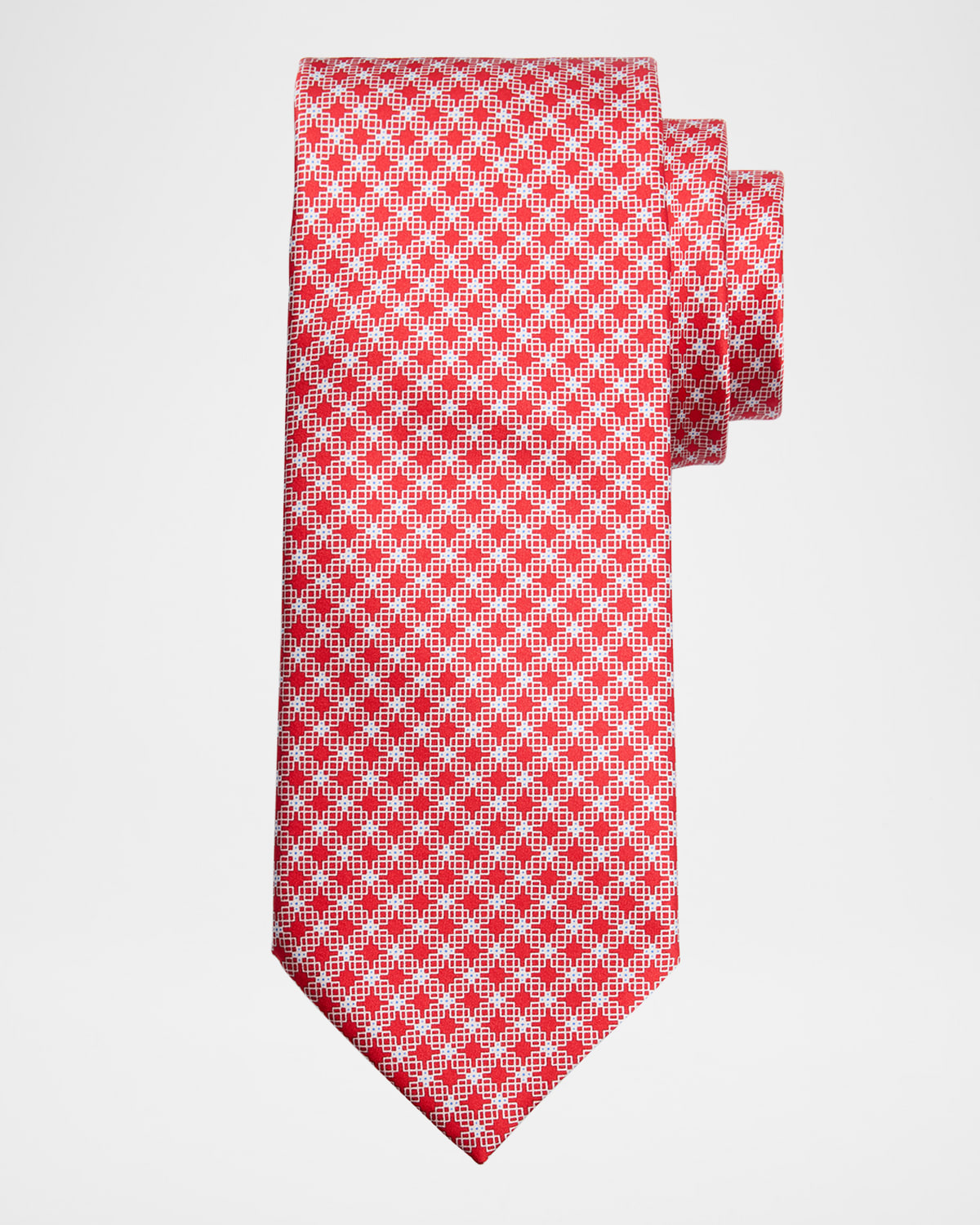 Men's Geometric Check Silk Tie
