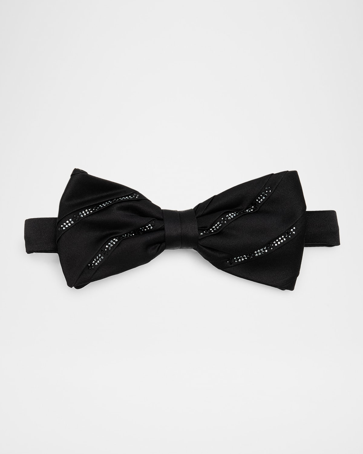 Stefano Ricci Men's Pleated Silk Bow Tie With Crystals In Black