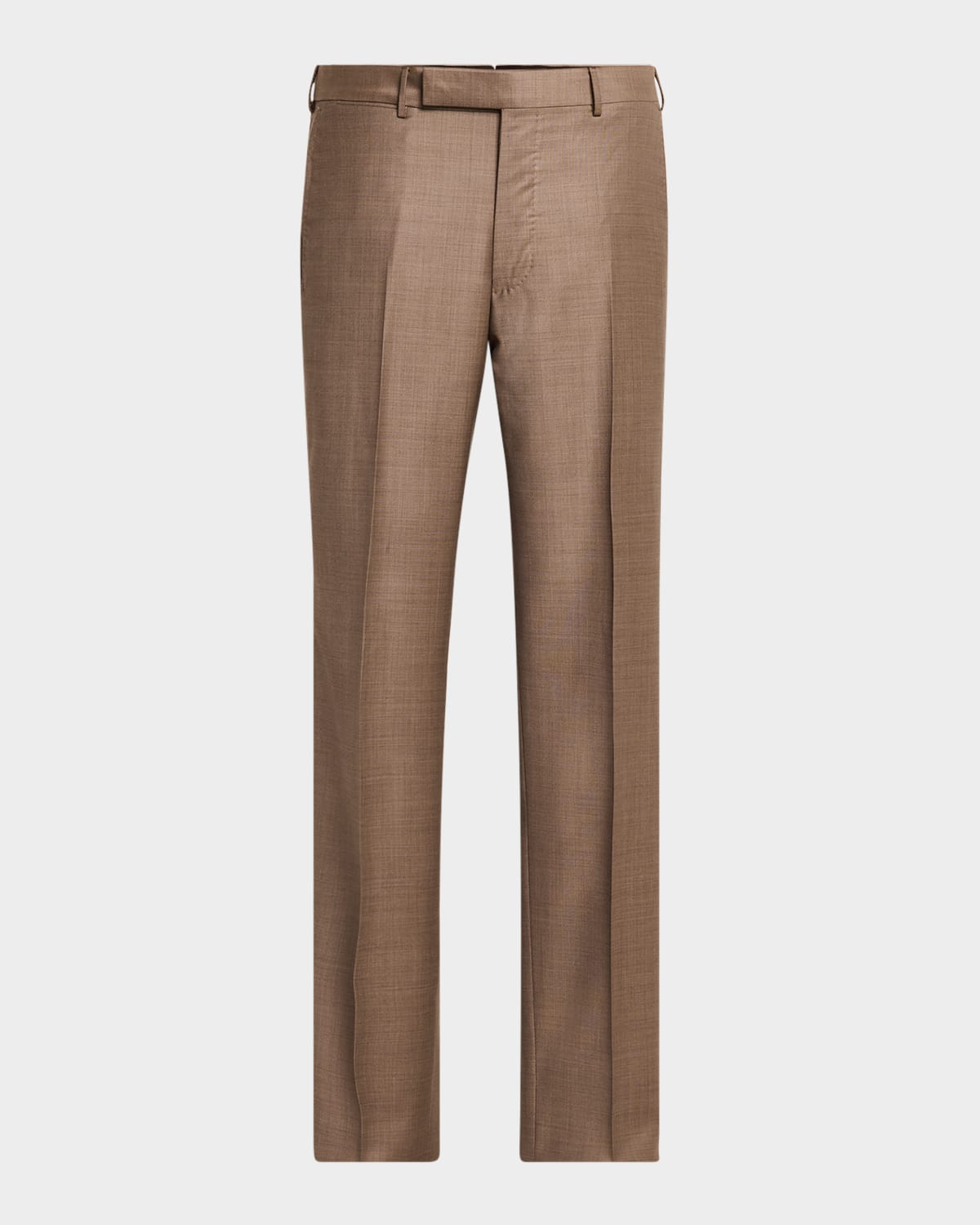Zegna Men's Trofeo Sharkskin Flat-front Trousers In Md Brw Sld
