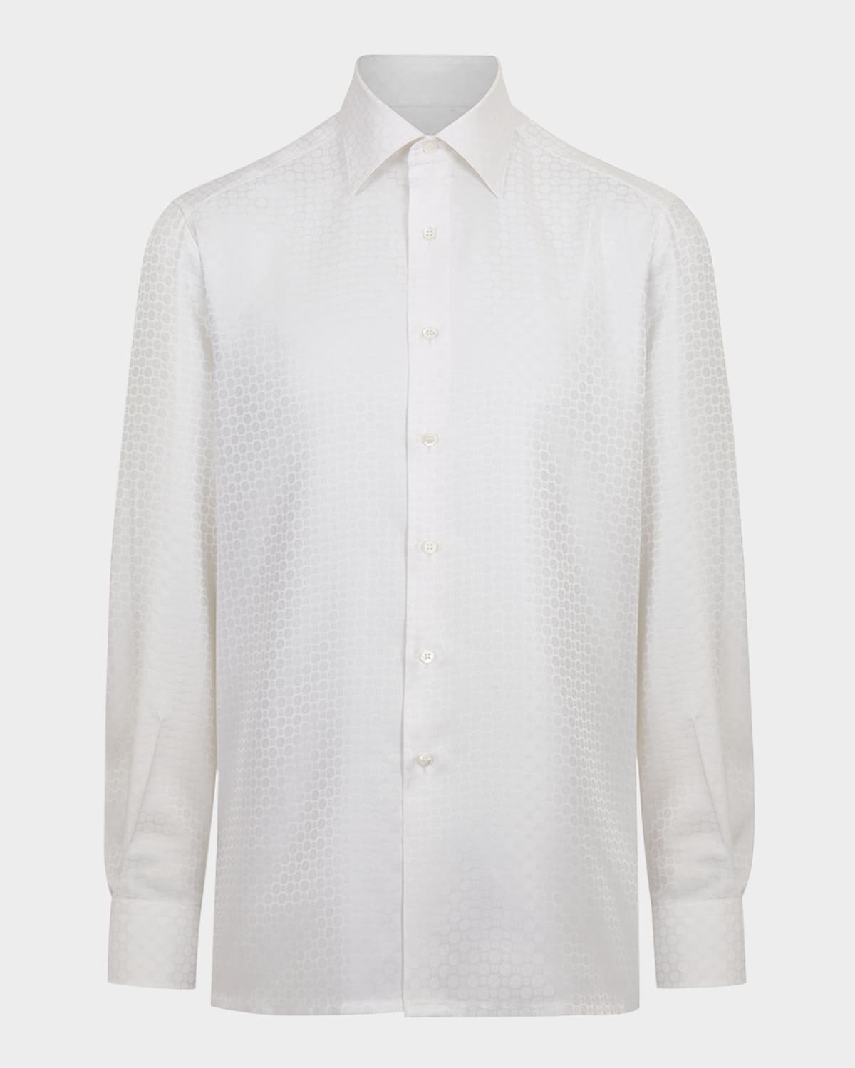 Men's Silk Geometric Jacquard Dress Shirt