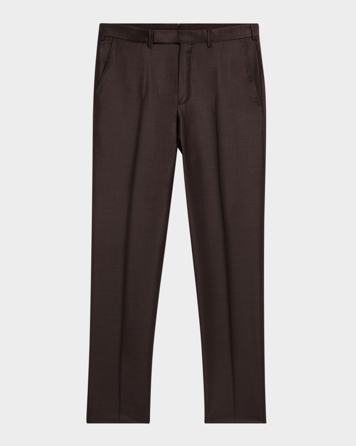 Zegna Men's Trofeo Sharkskin Trousers In Dk Brw Sld