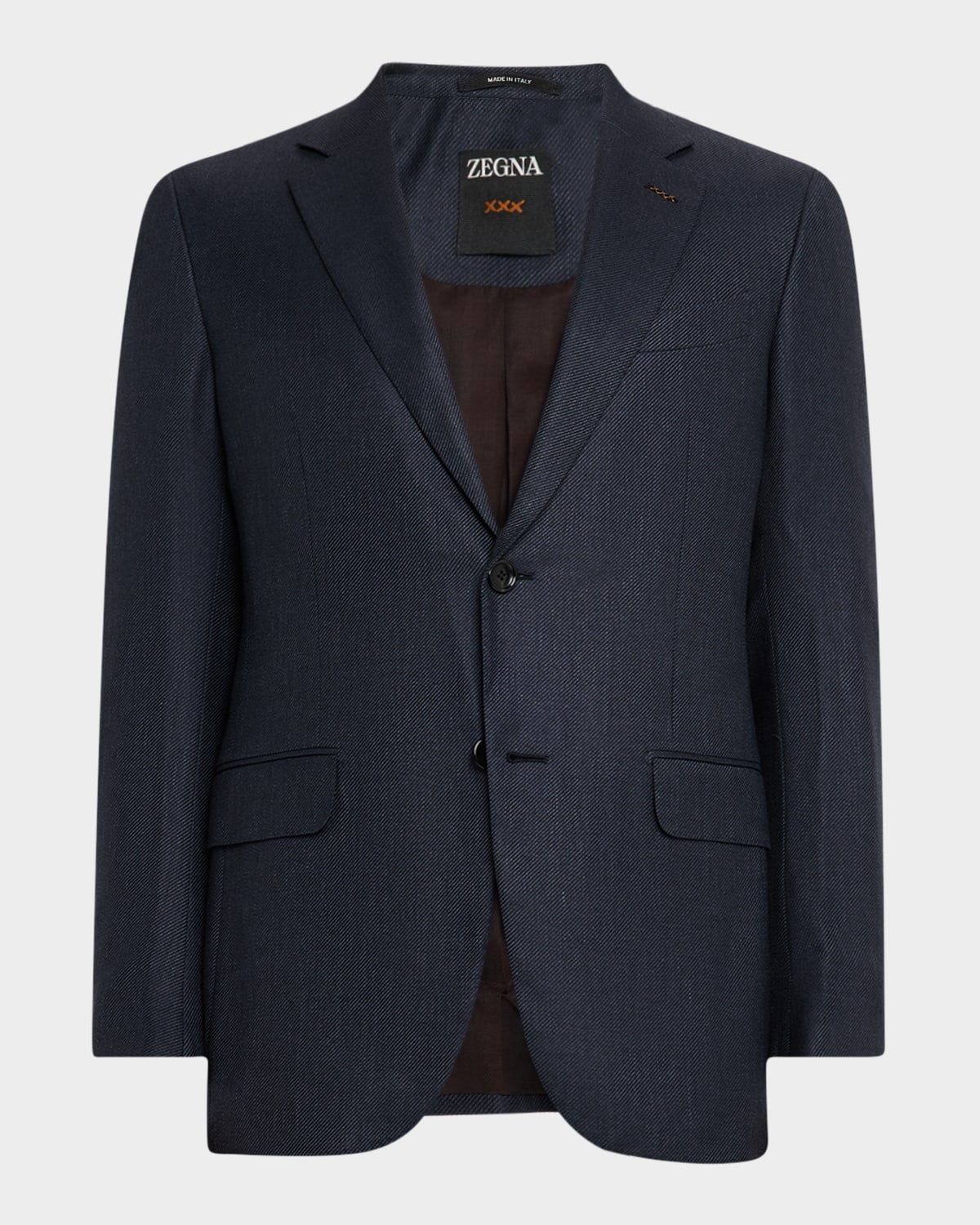 Zegna Men's Cashmere-blend Twill Single-breasted Blazer In Blue
