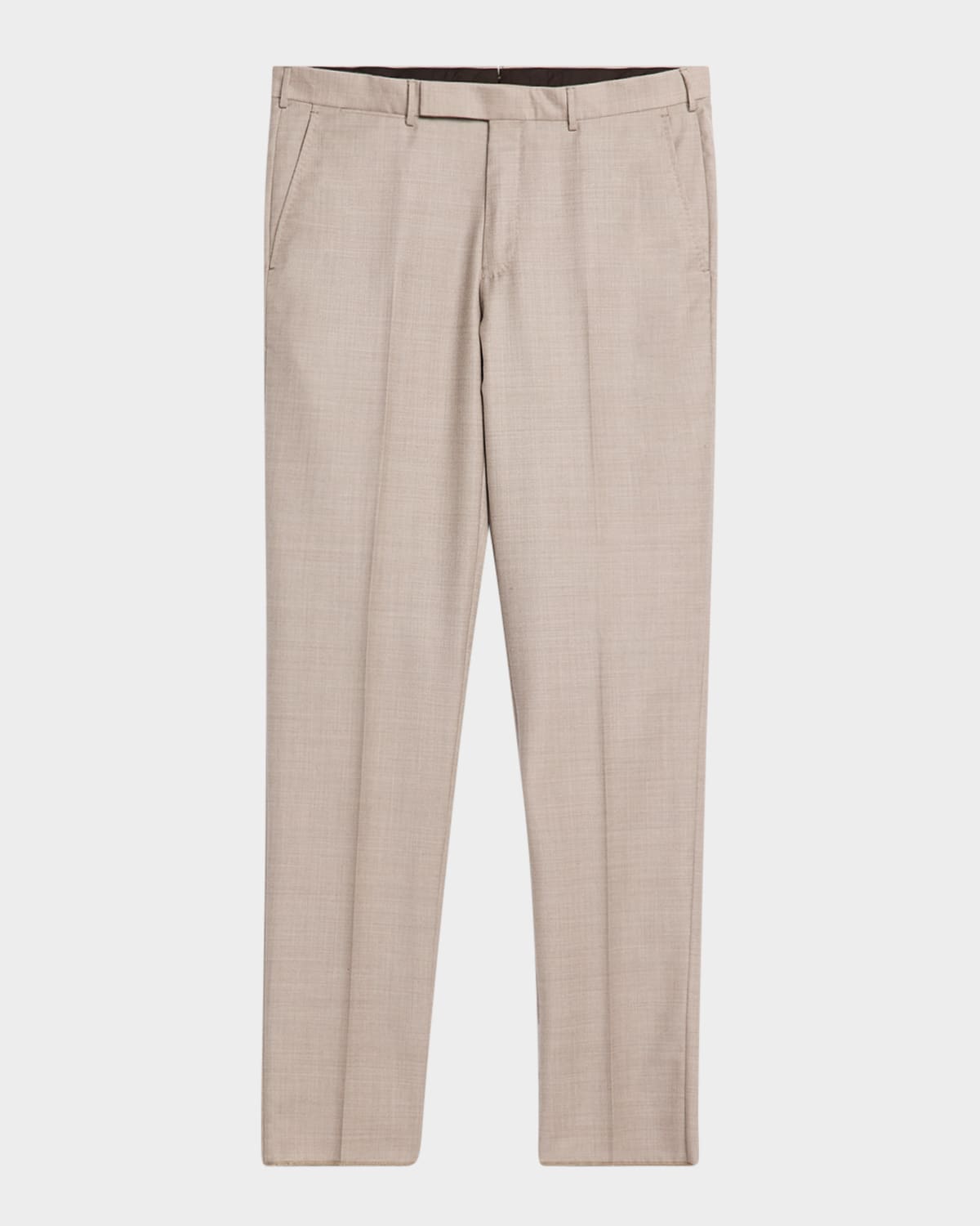 Zegna Men's Trofeo Twill Flat-front Pants In Brown