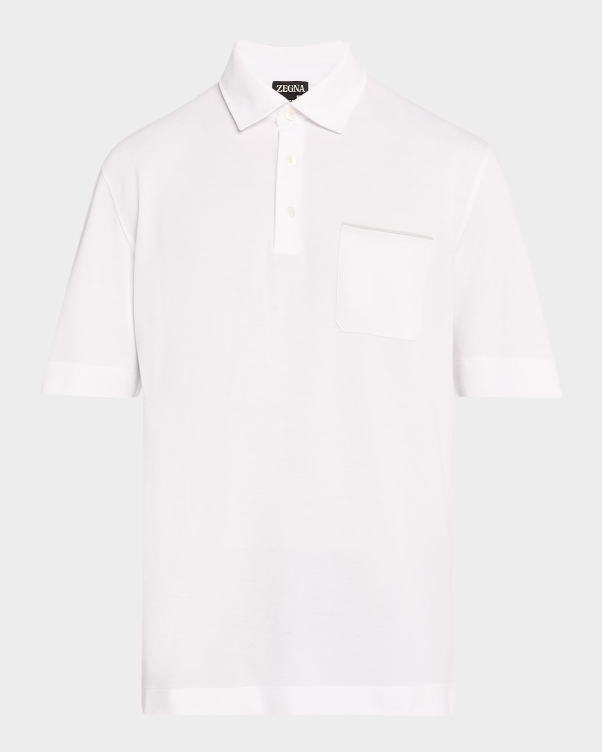 Men's Pique Polo Shirt with Leather-Trim Pocket