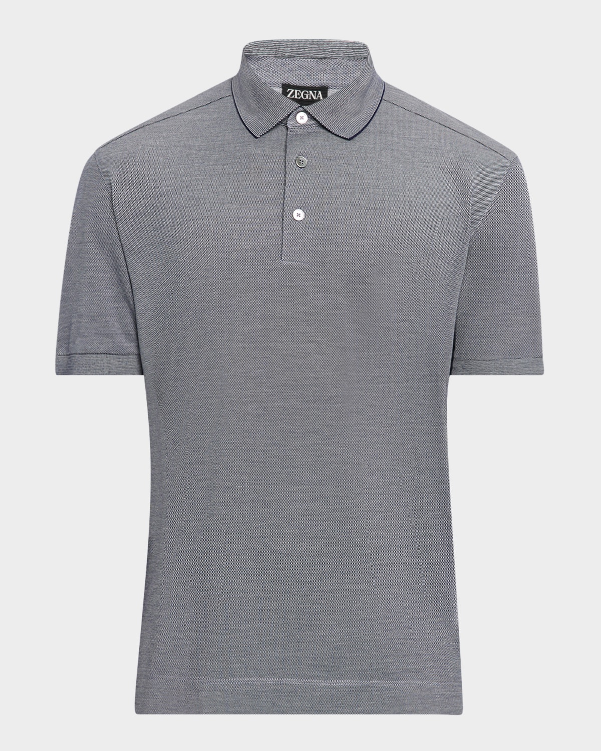 Zegna Men's Melange Cotton And Silk Polo Shirt In Gray