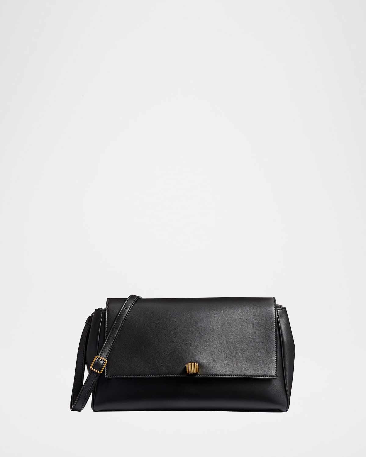 Khaite Audrey Flap Lambskin Crossbody Bag In Black