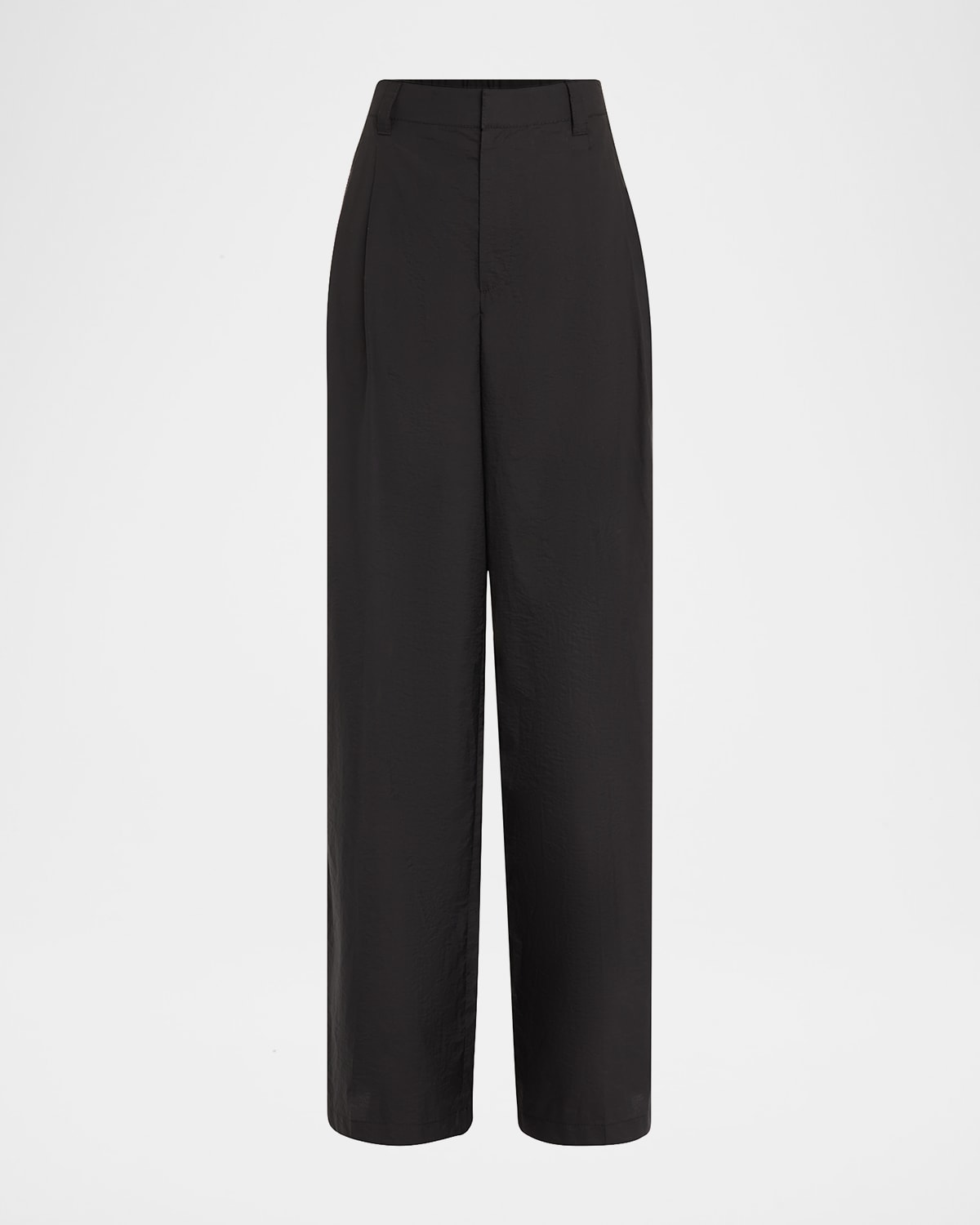 Brunello Cucinelli Techno Cotton Poplin Pleated Wide-leg Sartorial Pants In Black