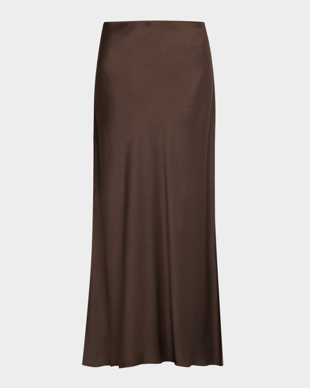 Brunello Cucinelli Cady Satin Fluid Bias-cut Skirt In Chocolate