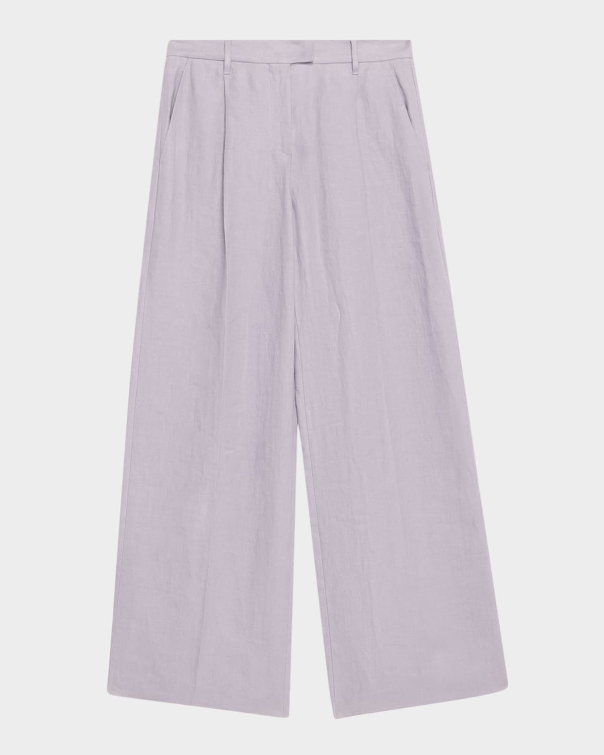 Brunello Cucinelli Pleated Wide Leg Hemp Linen Gabardine Trousers In Purple Ash