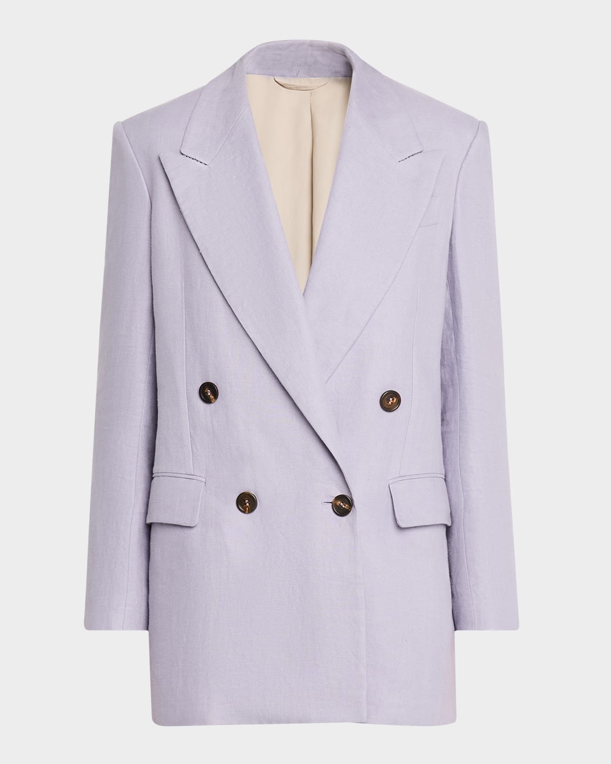Brunello Cucinelli Double-breasted Linen Gabardine Blazer In Purple Ash