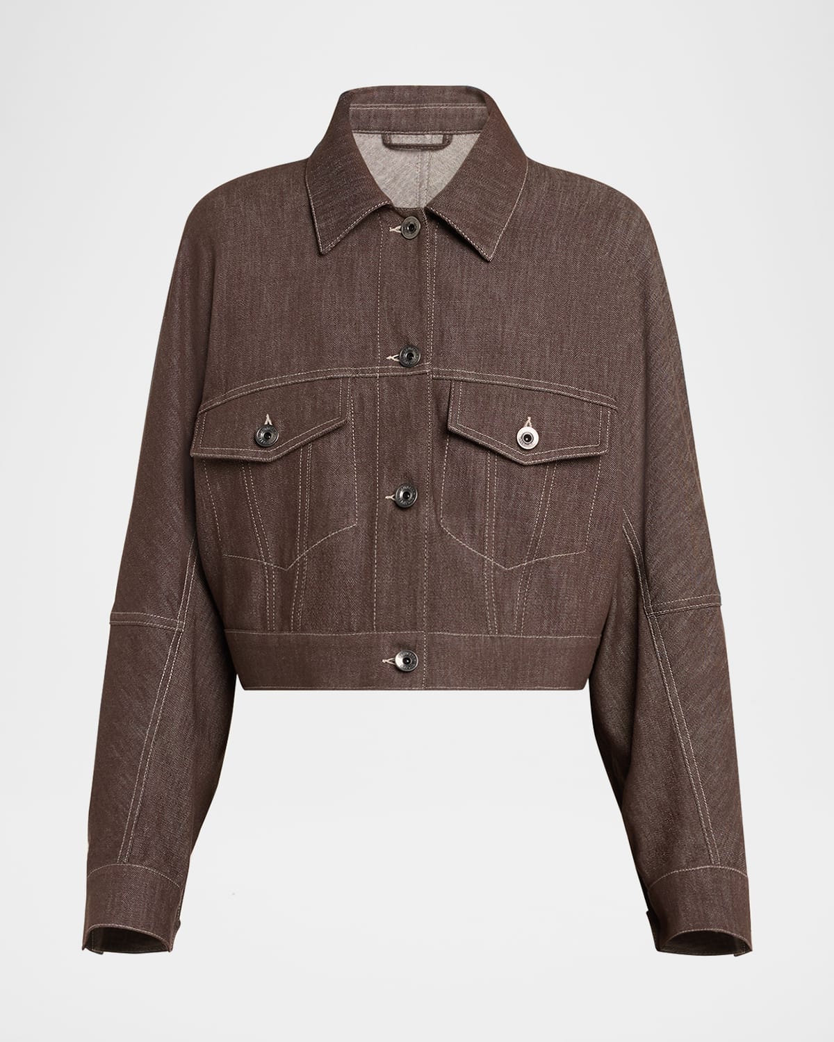 Brunello Cucinelli Jacket With Monili In Chocolate