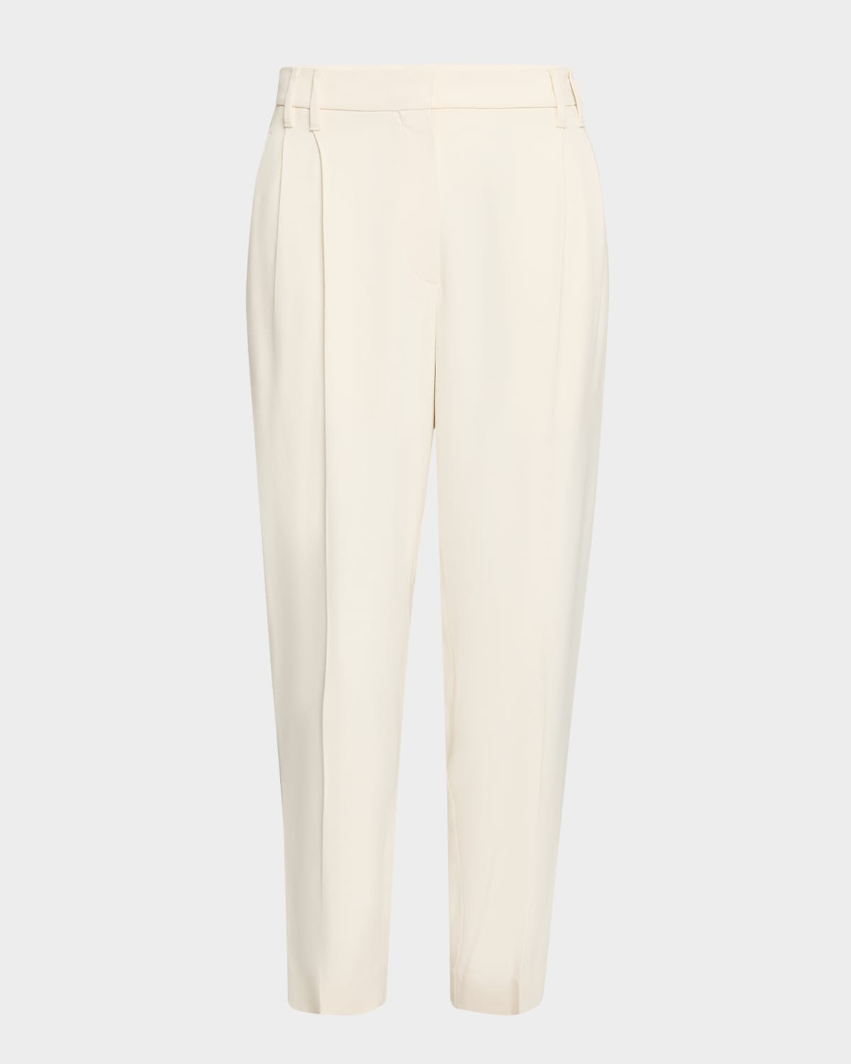 Brunello Cucinelli Pleated Canvas Twill Tailored Pants In Ivory