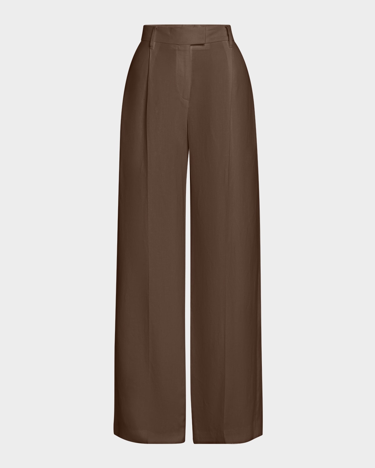 Brunello Cucinelli Wide-leg Fluid Linen Twill Tailored Pants In Chocolate