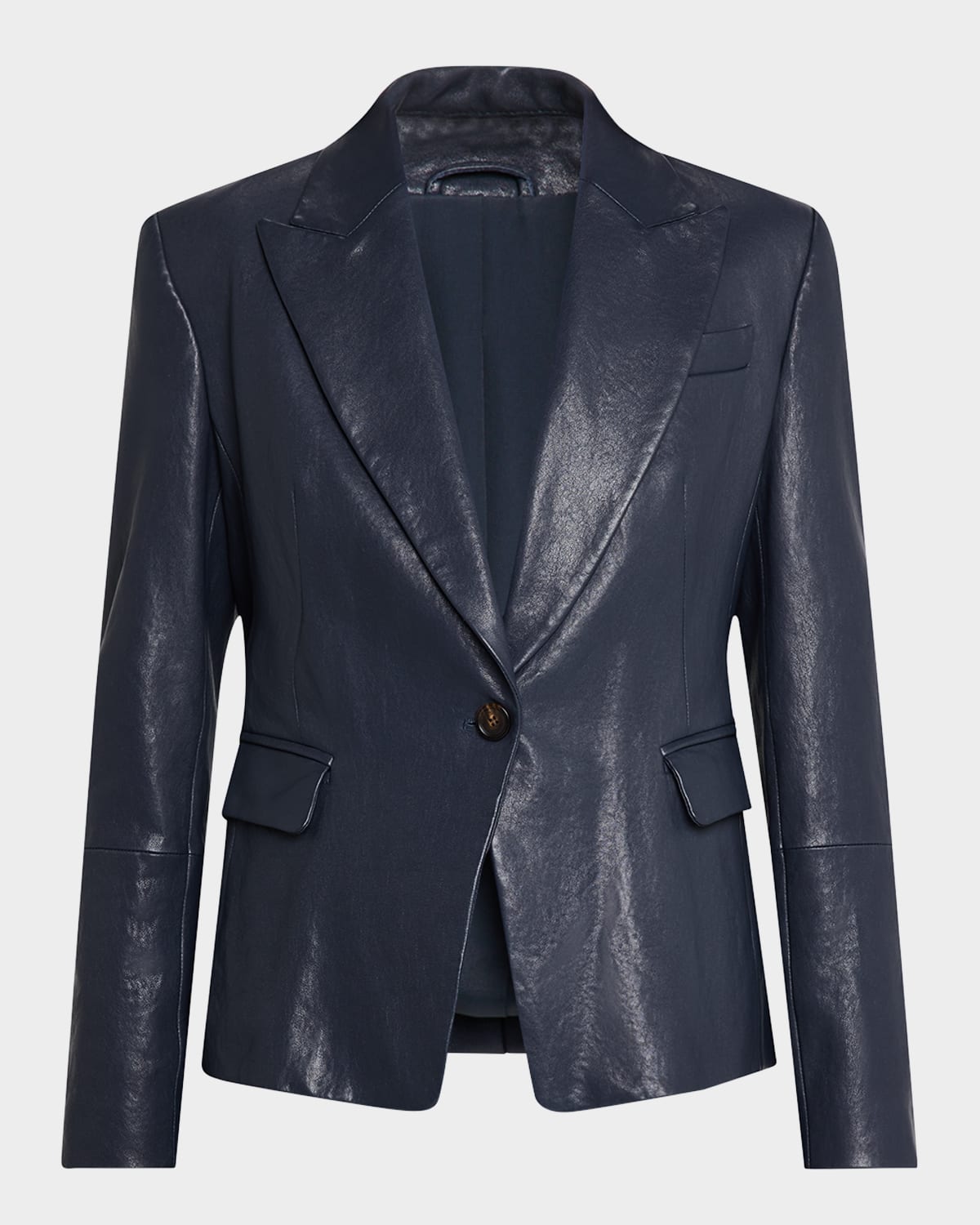 Brunello Cucinelli Natural Washed Leather Blazer In Midnight
