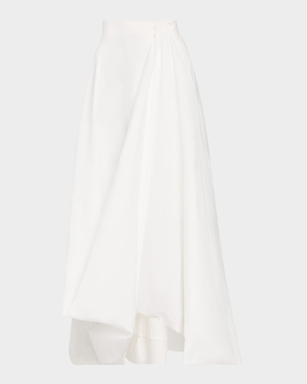 Brunello Cucinelli Long Cotton Skirt With Asymmetric Draped Detailing In White