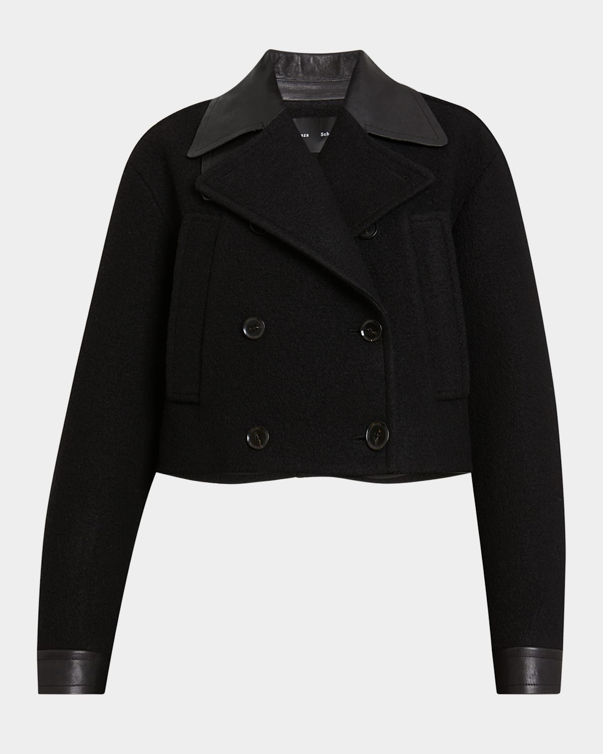 Proenza Schouler Reyes Wool And Faux Leather Crop Jacket In Black