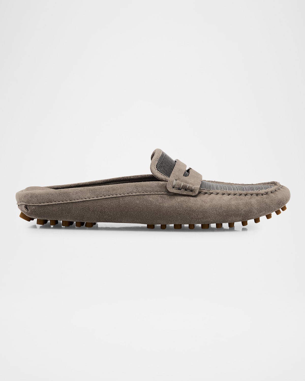 Suede Monili Penny Loafer Mules