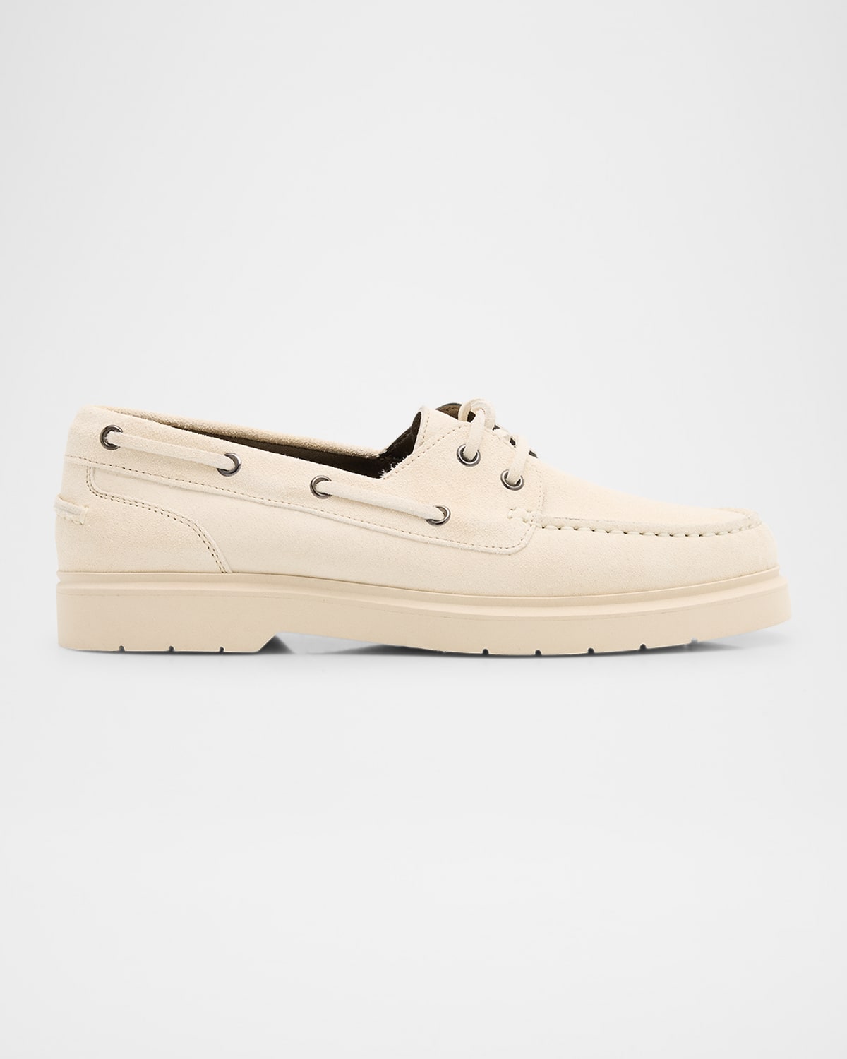 Brunello Cucinelli Classic Suede Boat Loafers In White