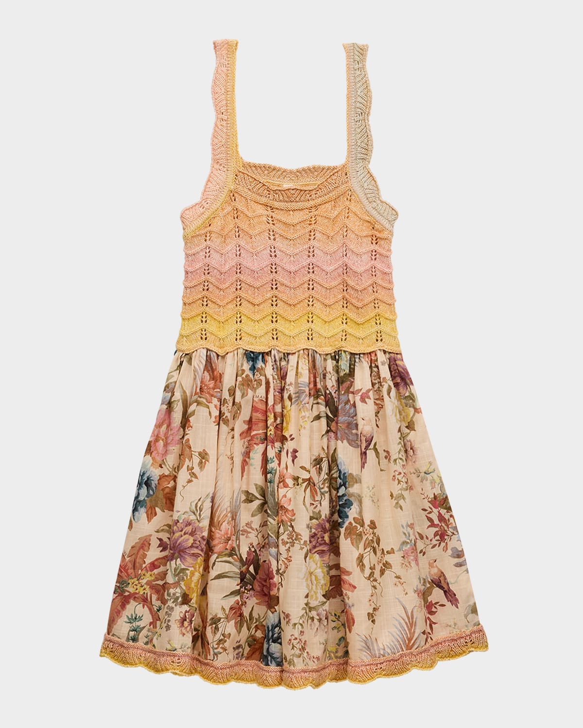 ZIMMERMANN GIRL'S TALLOW COMBO KNIT DRESS 