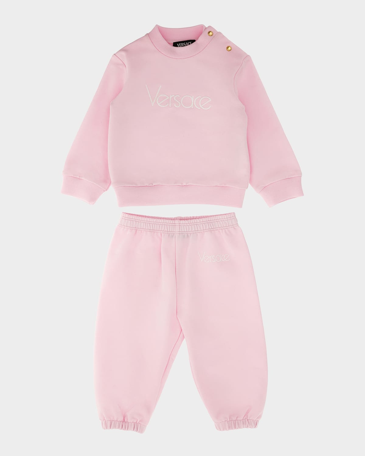 Versace Kid's Vintage Logo-print Two-piece Set In Newborn Pink White