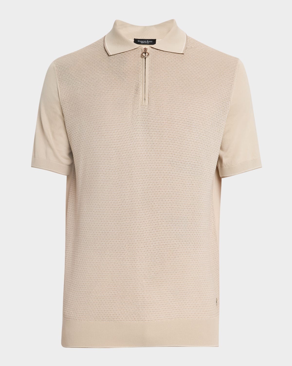 Men's Short-Sleeve Quarter-Zip Polo Sweater