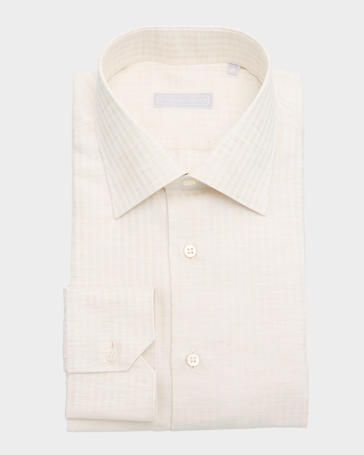 Men's Cotton, Silk and Linen Stripe Dress Shirt