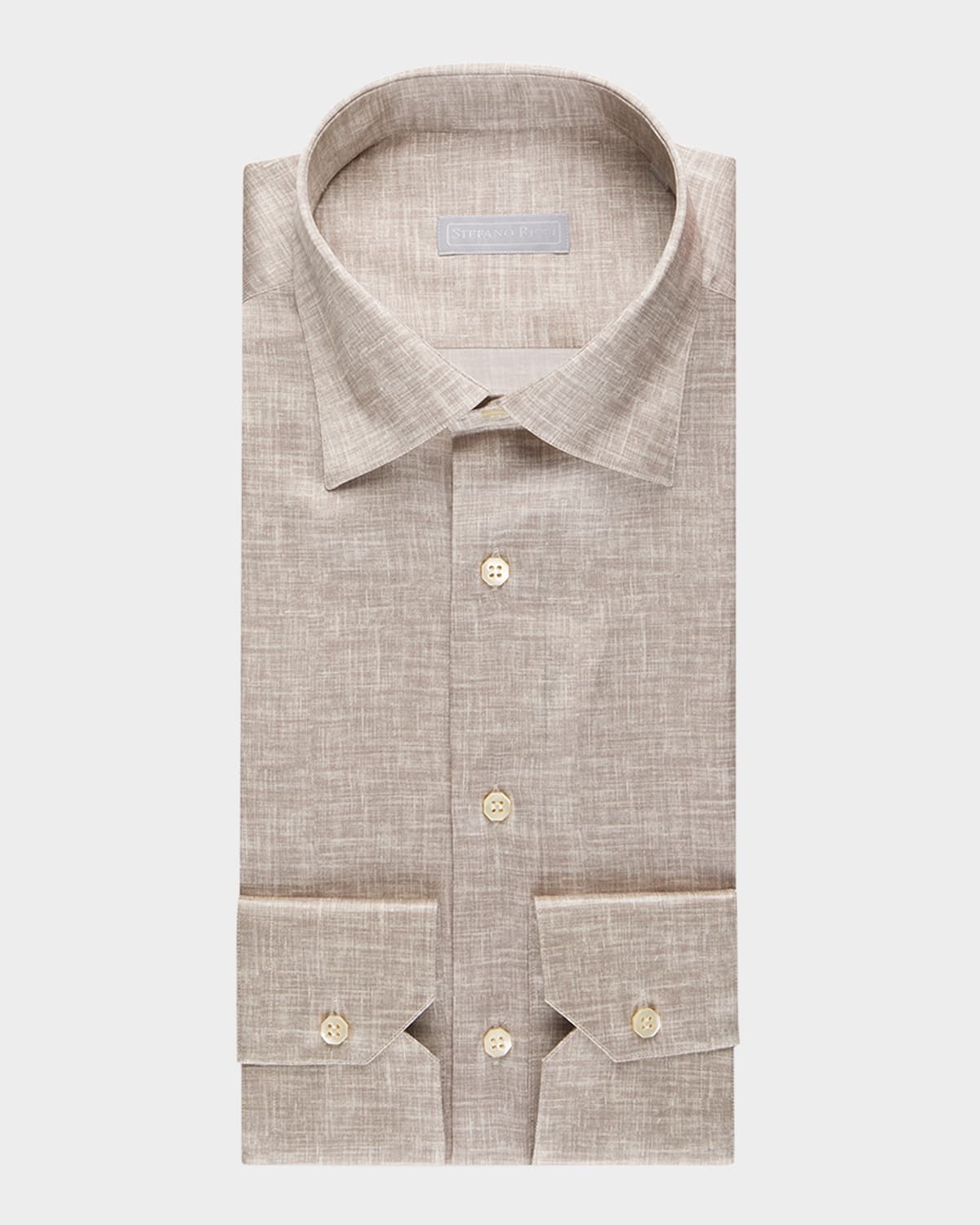 Men's Textured-Print Silk Sport Shirt