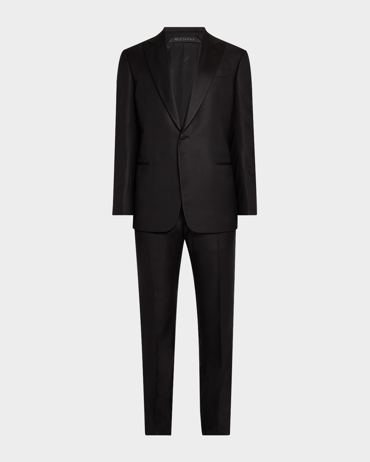 Giorgio Armani Men's Wool And Silk Micro-textured Two-piece Tuxedo In Silver