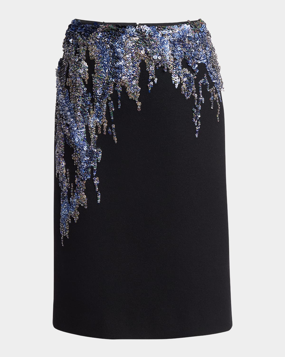 Dries Van Noten Samba Sequin Embroidered Crepe Skirt In Black