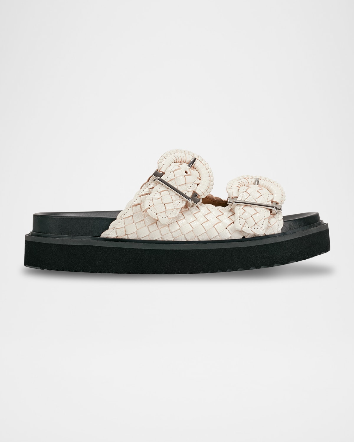 Marc Fisher Ltd Woven Leather Dual-buckle Sporty Sandals In White