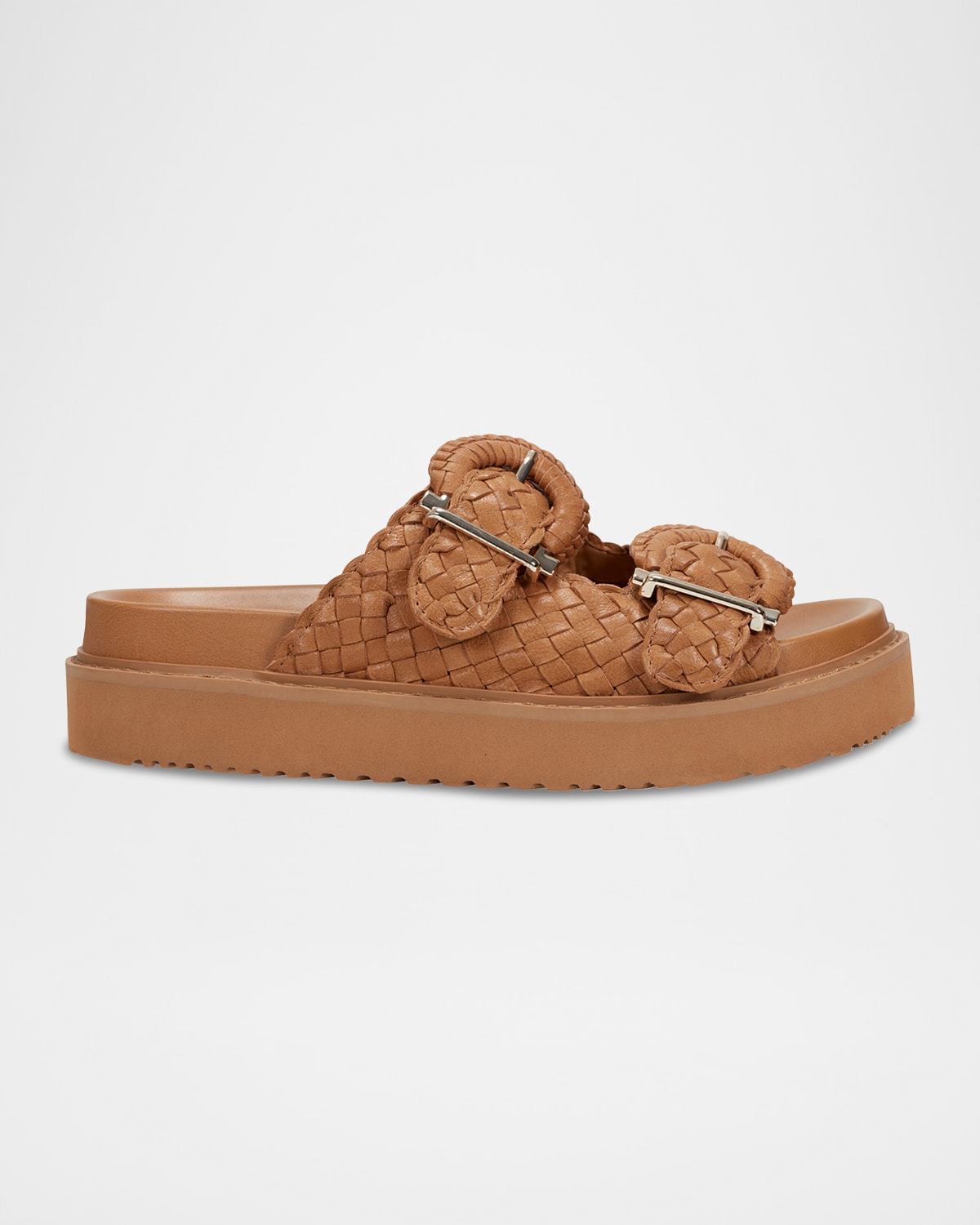MARC FISHER LTD WOVEN LEATHER DUAL-BUCKLE SPORTY SANDALS 