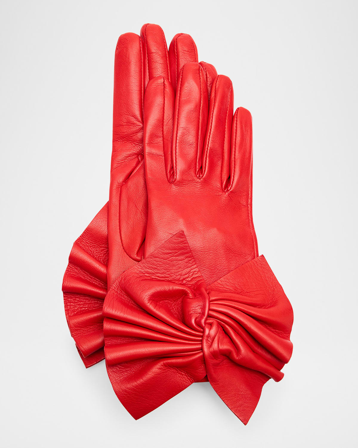 Minnie Twisted Bow Leather Gloves