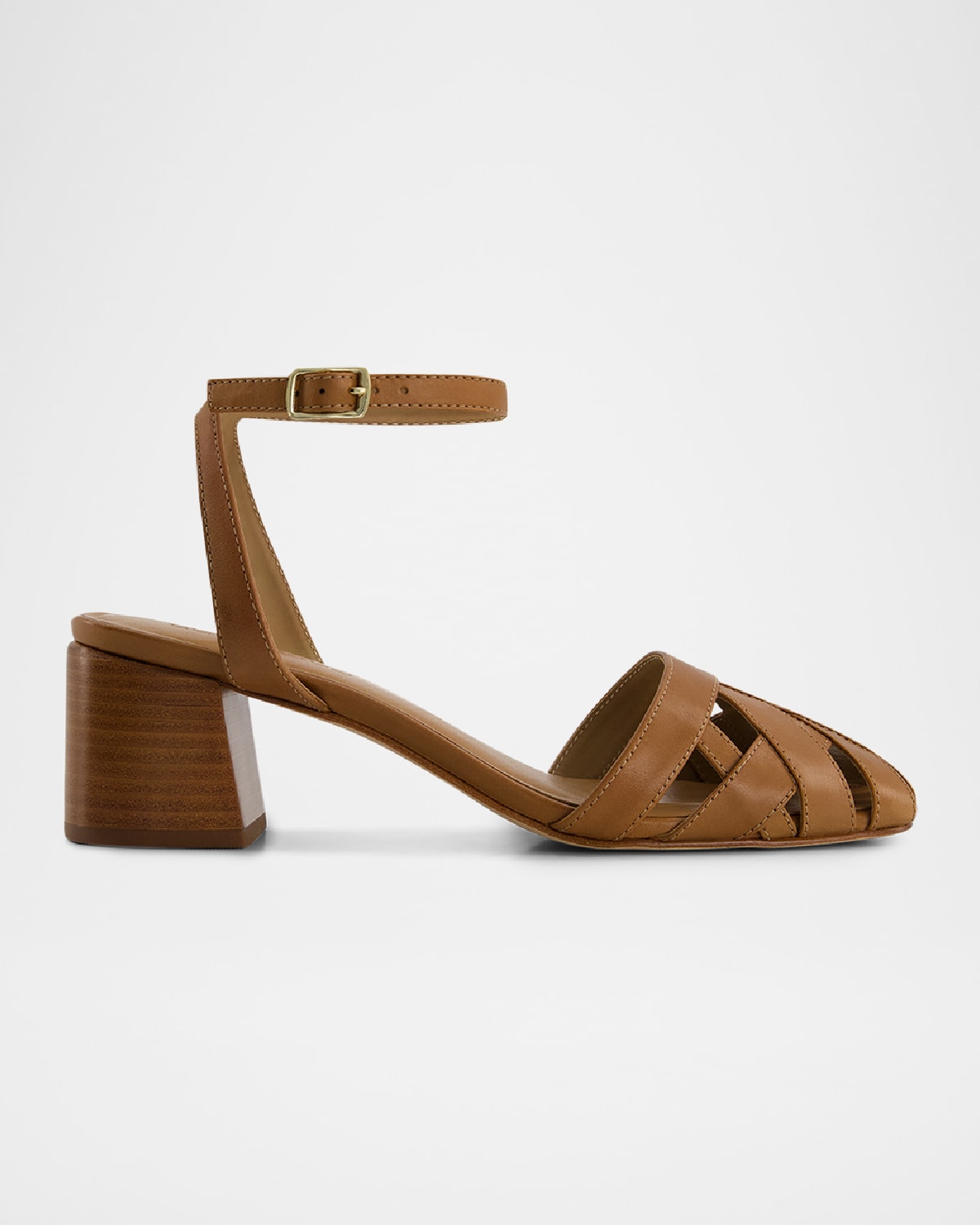 Atlas Woven Leather Ankle-Strap Pumps